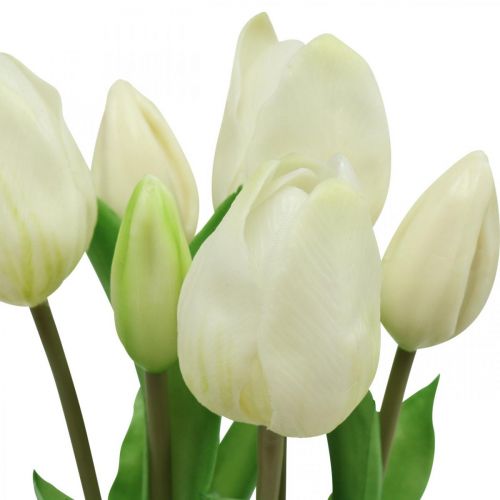 položky Umelé tulipány White Cream Real Touch 38cm 7 ks