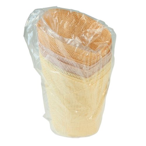 položky Kvetináčový papier tkaný vanilka, oranžová, ružová Ø7cm V13cm 12 ks