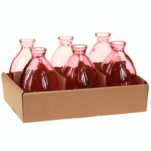 položky Váza cibuľovité mini vázy sklo tónované ružové Ø7cm V12cm 6 ks