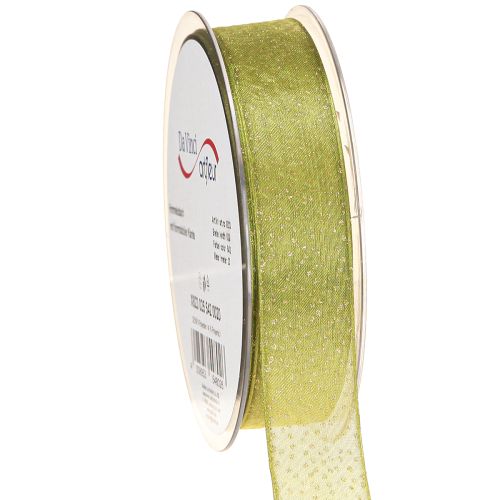 položky Vianočná stuha so zlatými bodkami, rozmerovo stála, zelená, 25mm, 20m