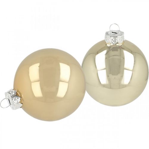 Floristik24 Vianočné gule na stromček, ozdoby na stromček, sklenené gule biele/perleť V8,5 cm Ø7,5 cm pravé sklo 12 kusov