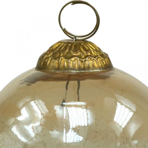 Floristik24 Vianočné gule sklenené Vianočné gule na stromček číre, hnedé Ø10cm 3ks