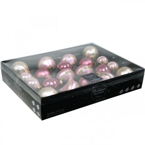 Floristik24 Vianočné gule sklenené ružové žlté asort Ø4,5-7cm 20 ks