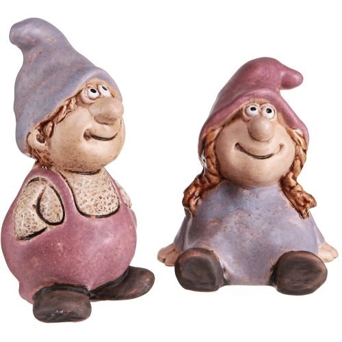 Gnome Spring Boy Dievčenský pár Purple Pink H10/14cm 2 ks