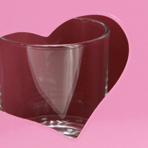 položky Kovový lampáš so sklenenou vložkou, ružový, V18cm, 2 ks