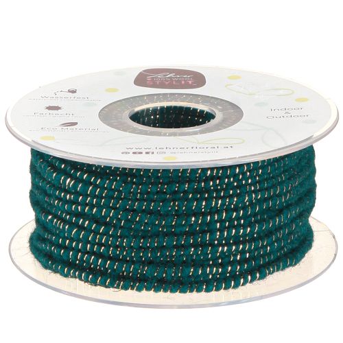 položky Vlnená niť s drôtenou plstenou šnúrkou vlnená šnúrka tyrkysovo zlatá Ø5mm 33m