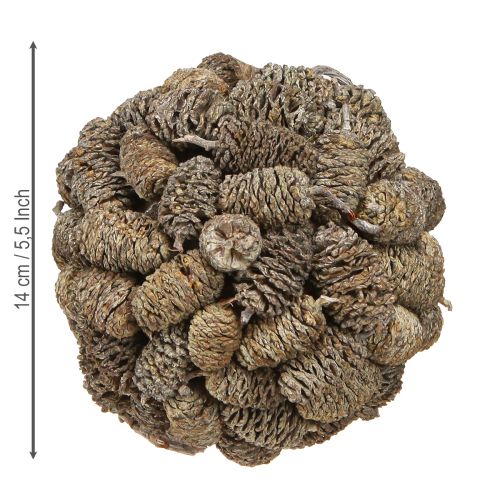 položky Kužeľová guľa na zavesenie jelšových šišiek, bielená 12 cm