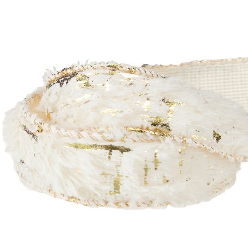 položky Stuha s kožušinou ozdobná stuha krémovo zlatá umelá kožušina 25mm 15m