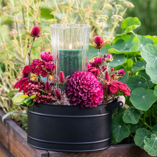 položky Kovový kvetináč s oválnou rukoväťou, čierny, prírodná farba 34x19,5x15cm