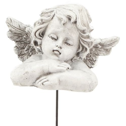 Dekoračný anjel na paličke ozdobná dekorácia na hrob sivá biela V6,5cm 3 kusy