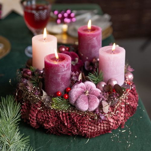 položky Dekoračná tekvica z látkovej tekvice na paličke bordová ružová Ø7cm 9 ks