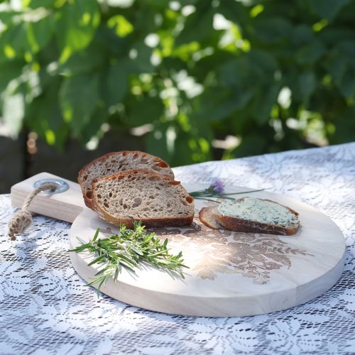 položky Dekoratívna doska na krájanie, okrúhla, servírovacia doska z mangového dreva, drevený Ø26cm