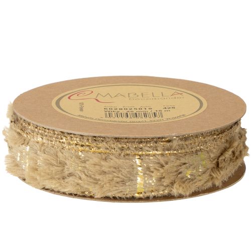 položky Dekoračná stuha s kožušinou, stuha z umelej kožušiny, hnedozlatá, 25 mm, 15 m