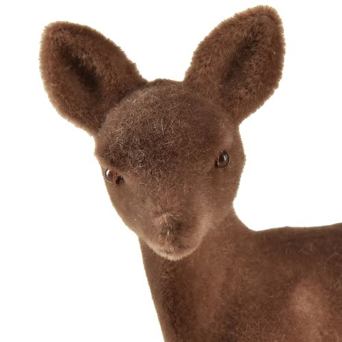 položky Dekoračná figúrka jeleň plavý vločkovaný hnedé vianočné figúrky 10,5cm 6 ks