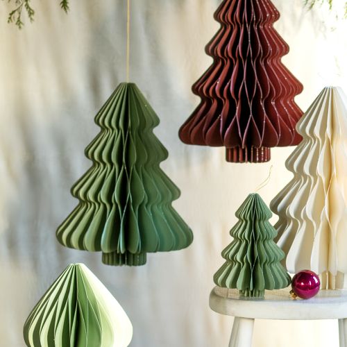 položky Dekoratívna papierová ozdoba na stromček, Vianoce, mätovo strieborná, 40 cm, sada 2 kusov