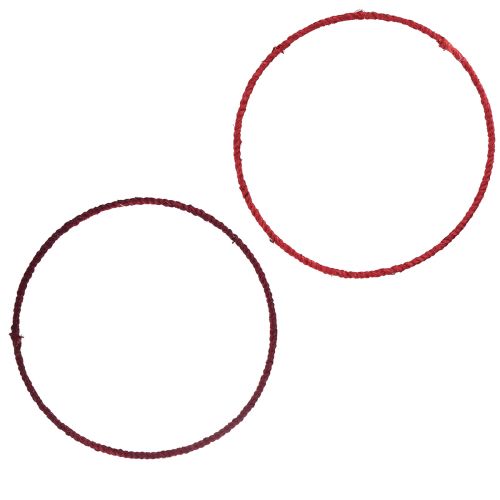 Ozdobný prsteň jutová dekoračná slučka červená tmavočervená Ø30cm 4ks