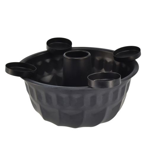 Ozdobná kovová miska v čiernej farbe – dizajn Gugelhupf, 26 cm – štýlový svietnik na čajovú sviečku pre útulné prostredie