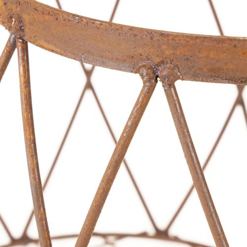 položky Oválny drôtený košík s rúčkou, záhradná dekorácia, hrdzavá úprava, 30/25 cm, sada 2 kusov