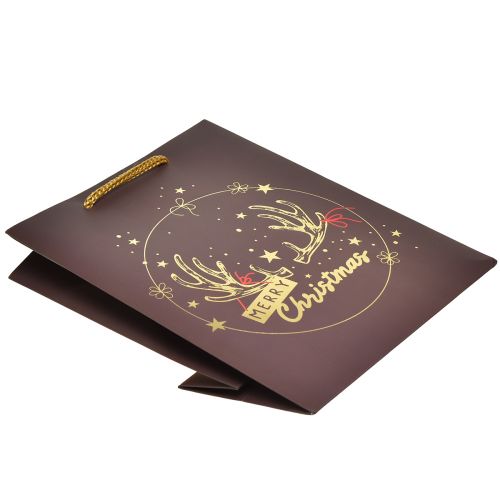 položky Darčeková taška Vianočné parohy hnedé/zlaté 18x10x23cm 2ks