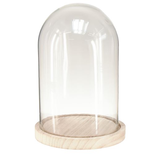 položky Sklenený zvonček oválny drevený podstavec sklenený preklad číry prírodný Ø17cm V24cm