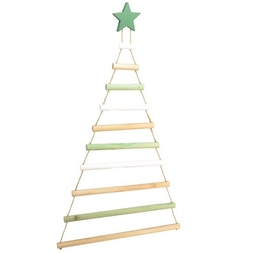 Závesná dekorácia vianočný stromček hviezda drevo V59cm