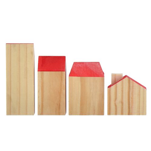 položky Drevený domček dekoračné domčeky drevo prírodná červená 4 kusy