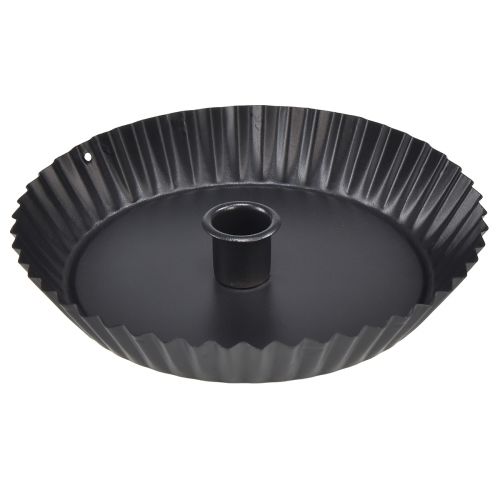 Originálny kovový svietnik v tvare torty - čierny, Ø 18 cm 4 kusy - štýlová dekorácia na stôl