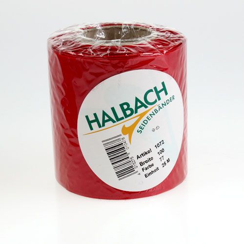 položky Slávnostná veniecová stuha, červená, hodvábny vzhľad, šírka 100 mm, dĺžka 25 m, ozdobná stuha, mašľová stuha, darčeková stuha, vianočná dekorácia