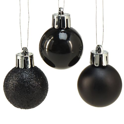 Mini Tree Balls Čierny netrieštivý plast Ø3cm 14ks