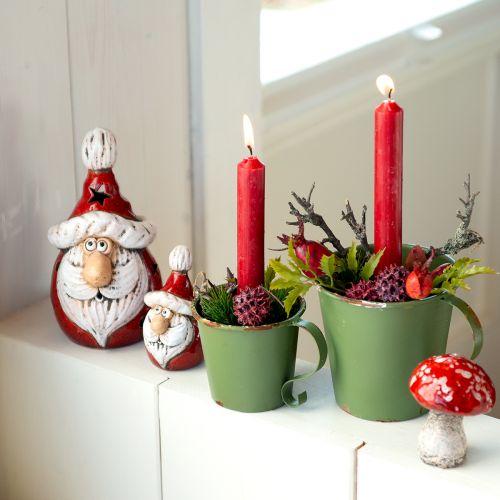Roztomilá keramická figúrka Mikuláša, červená a biela, 10cm - sada 4 ks, perfektná vianočná dekorácia