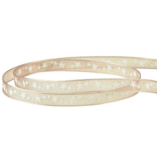 položky Organzová stuha béžová s bielymi hviezdičkami Vianočná stuha 6mm 20m