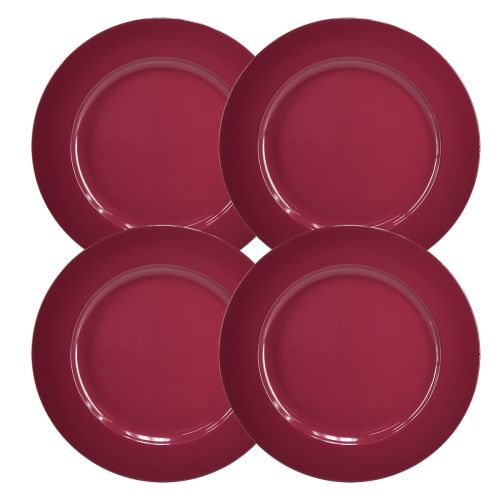 Univerzálne tmavočervené plastové taniere 4 kusy - 28 cm, ideálne na dekoráciu a vonkajšie použitie