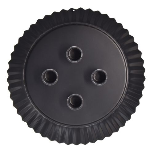 položky Kovový svietnik v tvare torty – Čierny, Ø 24 cm – Elegantná stolová dekorácia pre 4 sviečky – 2 kusy