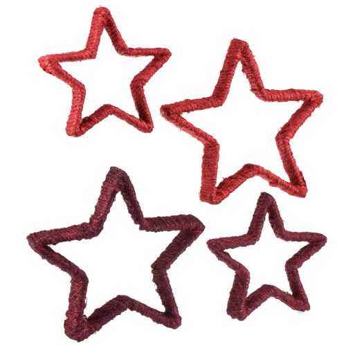 Hviezda na stojan vianočná dekorácia jutová červená 13/18cm 4ks