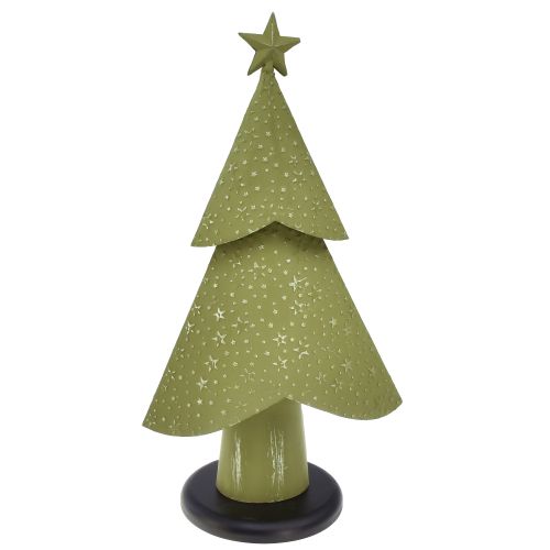 Vianočný stromček kov drevo hviezdy striebornozelený V46,5cm