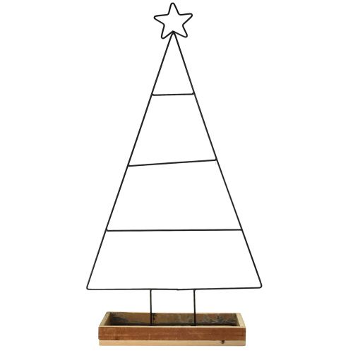 položky Kovový vianočný stromček s dreveným ozdobným podnosom, 98,5 cm - Moderná vianočná dekorácia