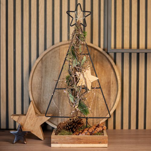 položky Kovový vianočný stromček s hviezdou a podnosom - 25x18x66 cm - Moderná sviatočná dekorácia