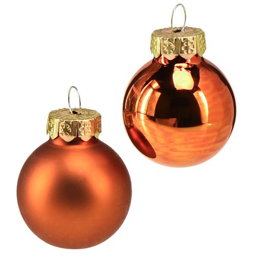 Vianočné gule oranžové mini sklenené gule Ø2,5cm 22ks