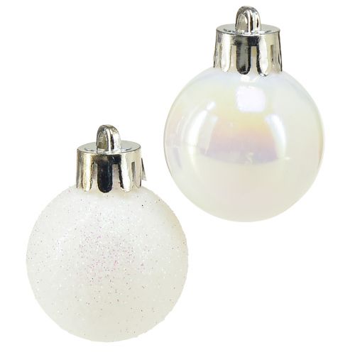 Vianočné gule perleť biele plastové Ø3cm 14ks