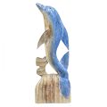 Floristik24 Figúrka delfína námorná drevená dekorácia ručne vyrezávaná modrá V59cm