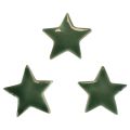 Floristik24 Drevené hviezdičky Vianočná dekorácia rozptylová dekorácia zelený lesk Ø5cm 8ks