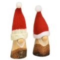 Floristik24 Ozdobný trpaslík drevený vianočný trpaslík s klobúkom červený prírodný 10/12cm 4ks