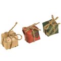 Floristik24 Papierové darčekové krabičky mini set, červeno-zeleno-prírodné, 2,5x3 cm, 18 kusov - vianočná dekorácia