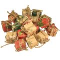 Floristik24 Papierové darčekové krabičky mini set, červeno-zeleno-prírodné, 2,5x3 cm, 18 kusov - vianočná dekorácia