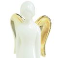 Floristik24 Figúrky anjelov keramický anjel biele zlato 6cmx5cmx15cm 2ks