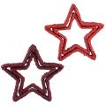 Floristik24 Hviezda na stojan vianočná dekorácia jutová červená 13/18cm 4ks