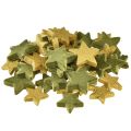 Floristik24 Bodová dekorácia hviezdy zelená a zlatá s trblietkami dekorácia na stôl Vianoce 4/5cm 40 ks
